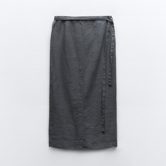 Zara 100% Linen Wrap Skirt. Size XL NWT - Picture 4 of 4